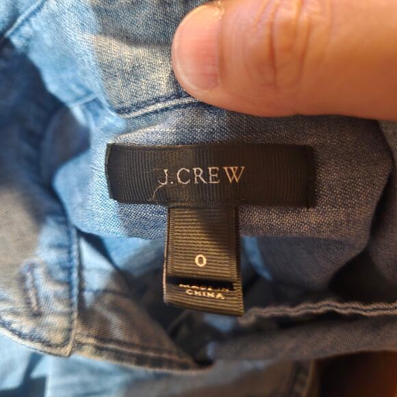 J crew top womens size 0 blue always chambray cotton button down shirt casual - Picture 4 of 8